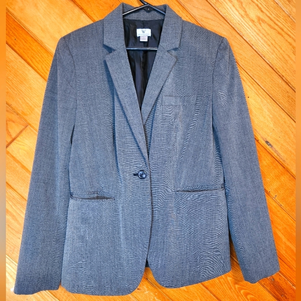 Worthington medium gray one button women's blazer size 8